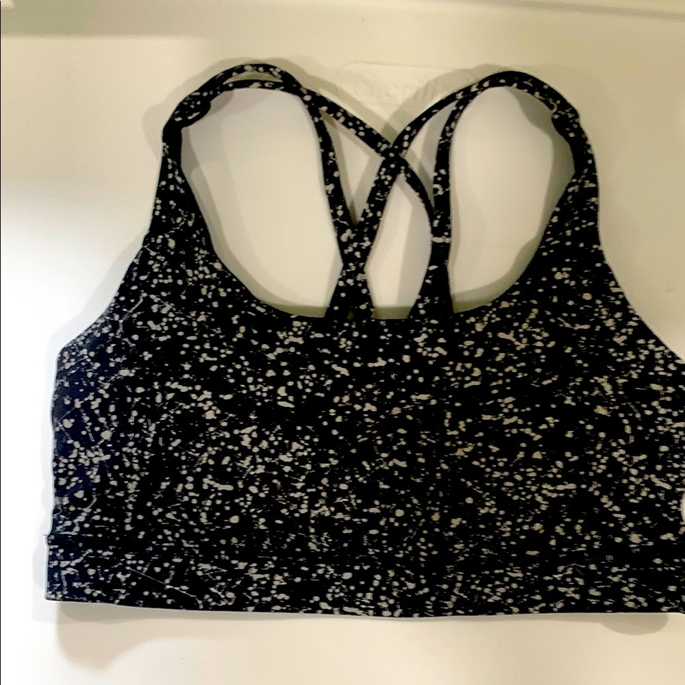 Black and White Speckled reflective Sports Bra
